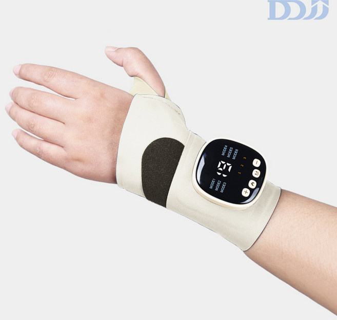DDJJ 저주파 손목마사지기 ems 무선 손목안마 온열찜질기 충전식, 베이지