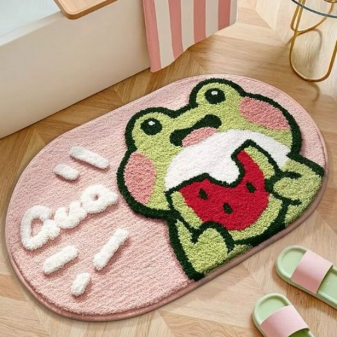 민아루 포근한 욕실발판, 수박먹는개구리