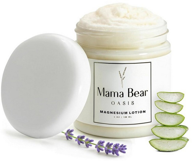 Mama Bear Oasis 로션 - 마그네슘 크림 발 손 다리 발가락용 라벤더 로션 아르니카 비타민 B6 알로에 베라 MSM 포함 (1팩) 387067, 1-Pack