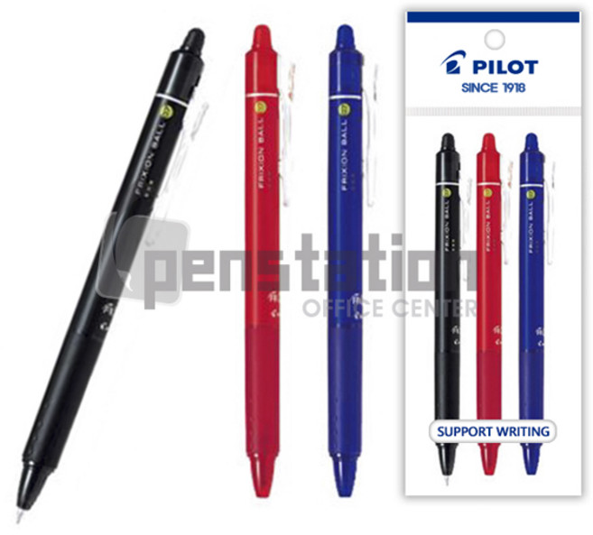 파이롯트 프릭션 0.7mm 노크 지워지는 볼펜 세트, 노크 0.7mm 흑색1개+청색1개+적색1개 세트