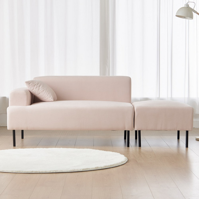 [파로마] 네오 라드 아쿠아텍스 패브릭 2인 소파 스툴 세트 NES1733, 색상:핑크