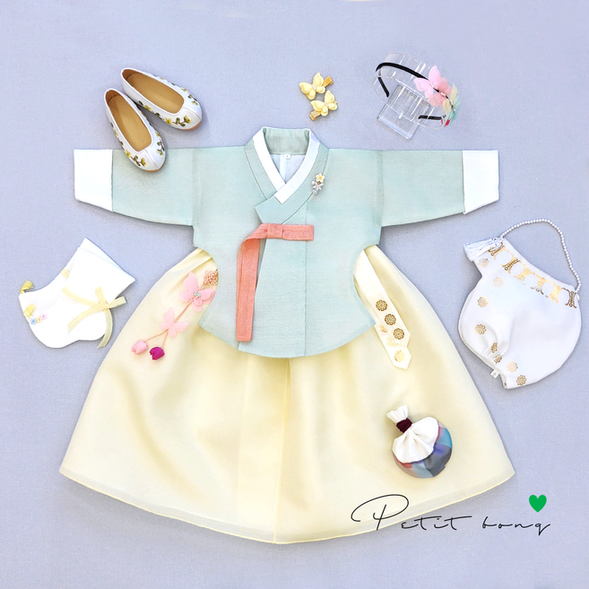 백일 돌 여아한복 은조민트당의 연노랑치마 공주한복(한복단품)