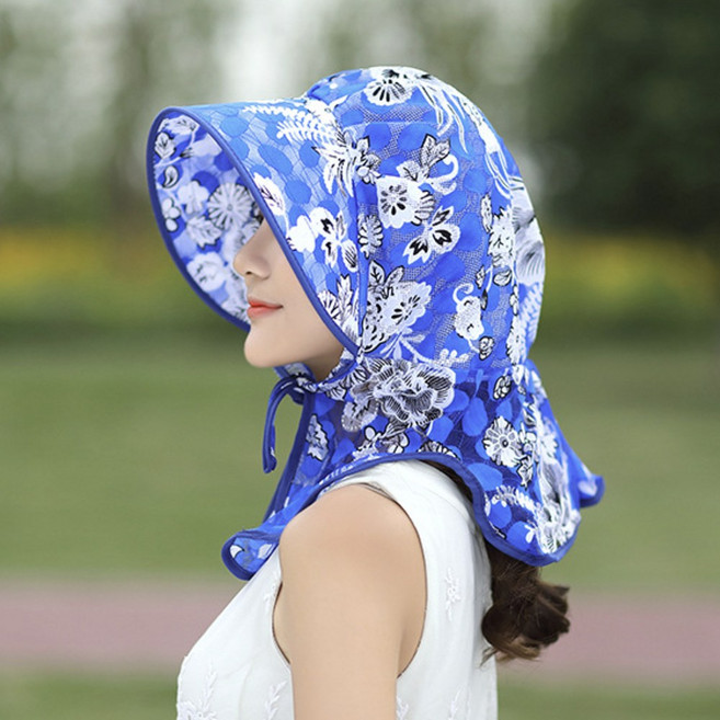 원샤인 햇빛가리개 농사 모자 꽃무늬