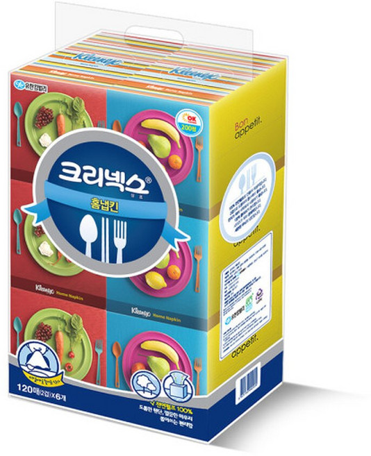 크리넥스 홈냅킨 120매 6각 화장지 휴지, 1개, 120개입