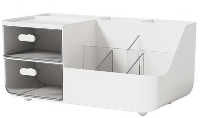 수납 정리함 책상 수납정리함 서랍분리형 책상데스크정리용, 화이트, 1개