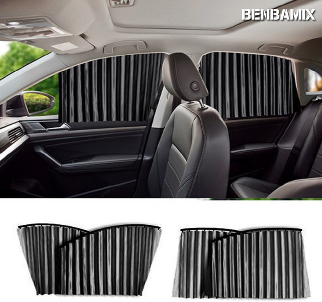 차량용 커튼 1+1 벤비아커튼 햇빛가리개 썬쉐이드 자외선 사생활보호 캠핑 겨울커튼 냉기방지 현대 쉐보레 bmw 벤츠 등 00350, 검정, 4개