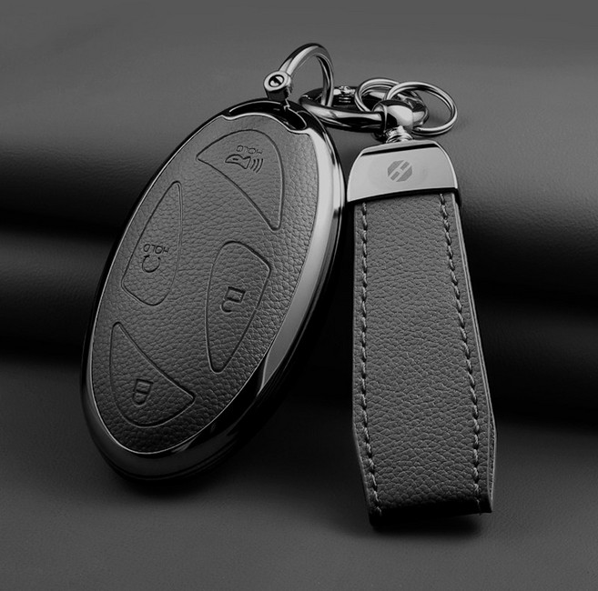 HAKO 소프트 가죽TPU 차키케이스+키홀더 (신형현대호환), H-10, 그레이
