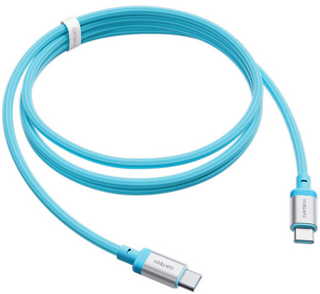 쿡테크 C타입-C타입 패브릭 240W 고속충전 케이블 1.5M, 1개, 블루