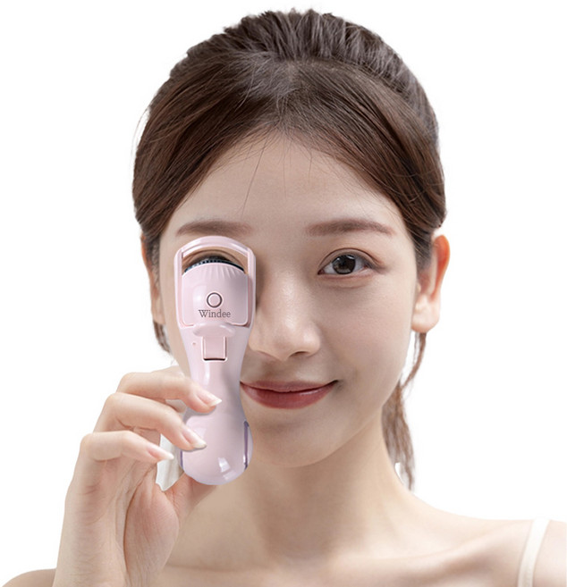 Windee 속눈썹 고데기 전기 뷰러 3단계 온도 감온변색 실리콘 스트립 휴대용 Type-C충전식, 핑크