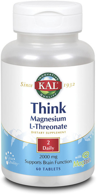 Kal 鋅L-蘇糖酸鎂無麩質素食錠, 60顆, 1罐