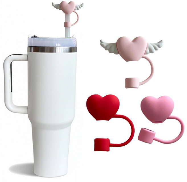 실리콘 텀블러 빨대 마개 10mm 세트, 1세트, 하트세트