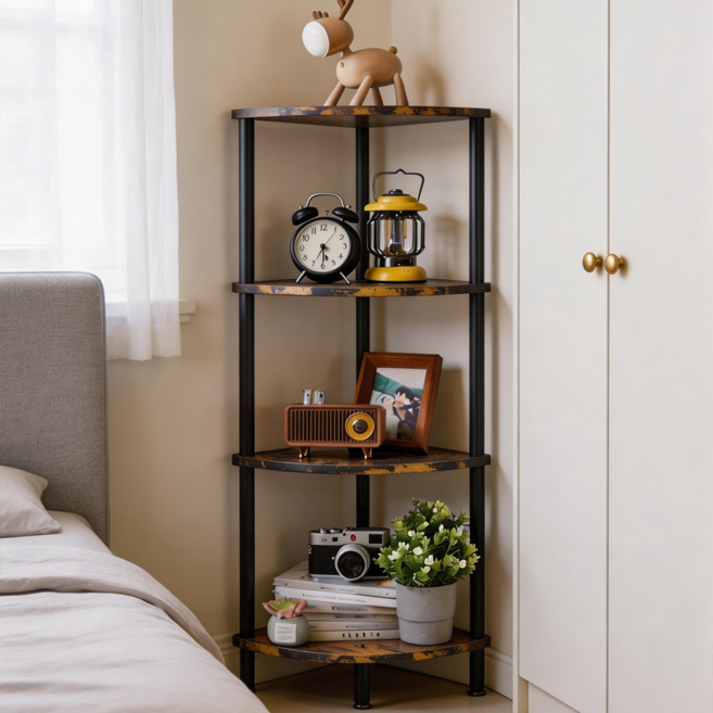 에코소라노 다용도 다층 수납장 모서리 코너장 좁은 공간 수납 선반, 월넛WBC014H