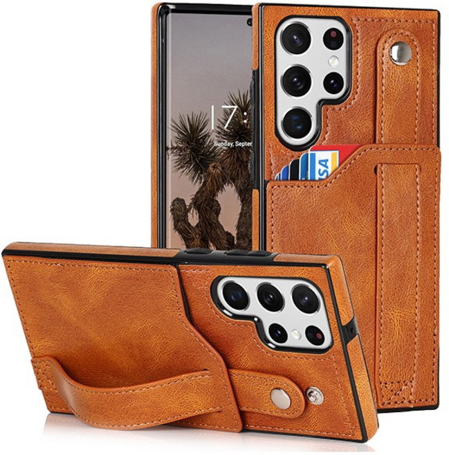 갤럭시S25 S25플러스 S25울트라 레트로 가죽 카드수납 핑거 핸드스트랩 거치대 핸드폰 케이스