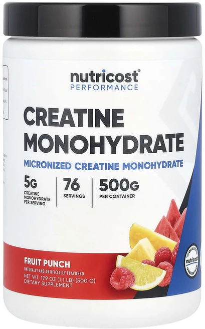 뉴트리코스트 크레아틴 모노하이드레이트 파우더 후룻펀치 500g 1개 1서빙 6.42g 78회분 Creatine Monohydrate Powder [500 GMS] - 쿠팡