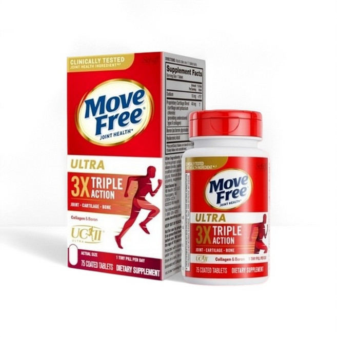 Move Free 무브프리 콜라겐 조인트 연골 보호대 울트라 9국 특허 콜라겐+붕소 미국산, 75정, 1개