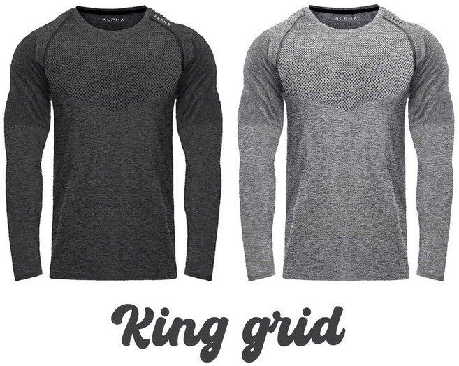킹그리드 알파 컴프레션 머슬핏 긴팔 티셔츠 2P