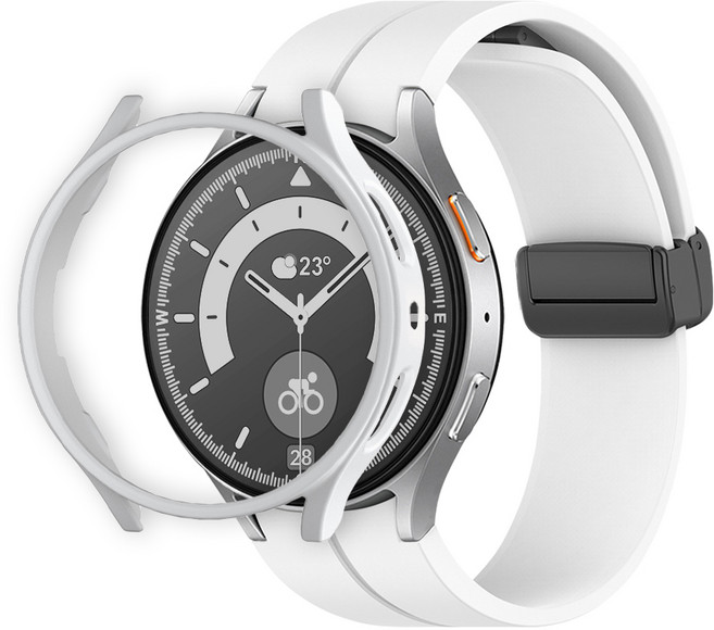 티엑스엘엑스 갤럭시 워치 D버클 실리콘 스트랩 보호 케이스 세트, 화이트, 1개