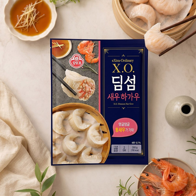 오뚜기 X.O. 딤섬 새우하가우 300g 새우만두 냉동딤섬 에어프라이어 야식 추천, 4개
