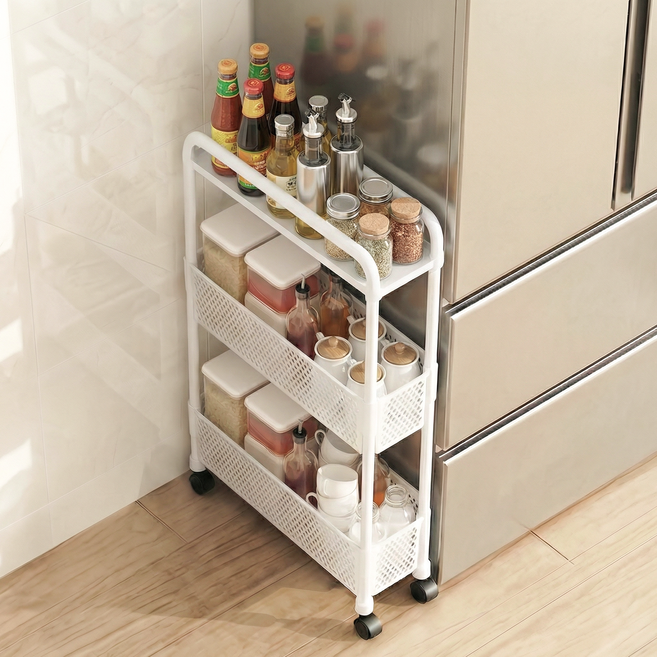 그로윈 이동식 슬림 틈새 선반, 화이트