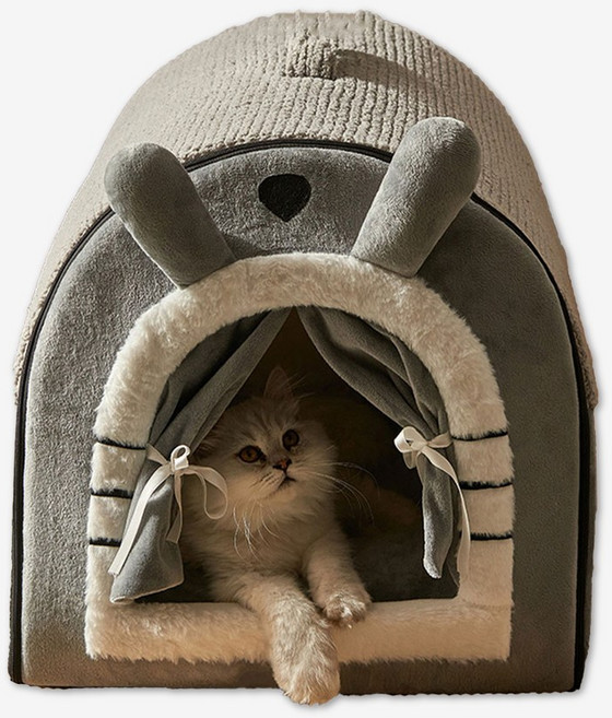 MIAMIA 저자극 고양이 강아지 숨숨집 쿠션 침대 대형, 1개