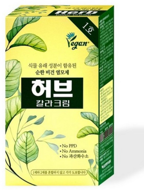 동성제약 허브칼라크림 1호 식물유래성분이 함유된 순한 비건 새치염색약, 진한흑색, 3개