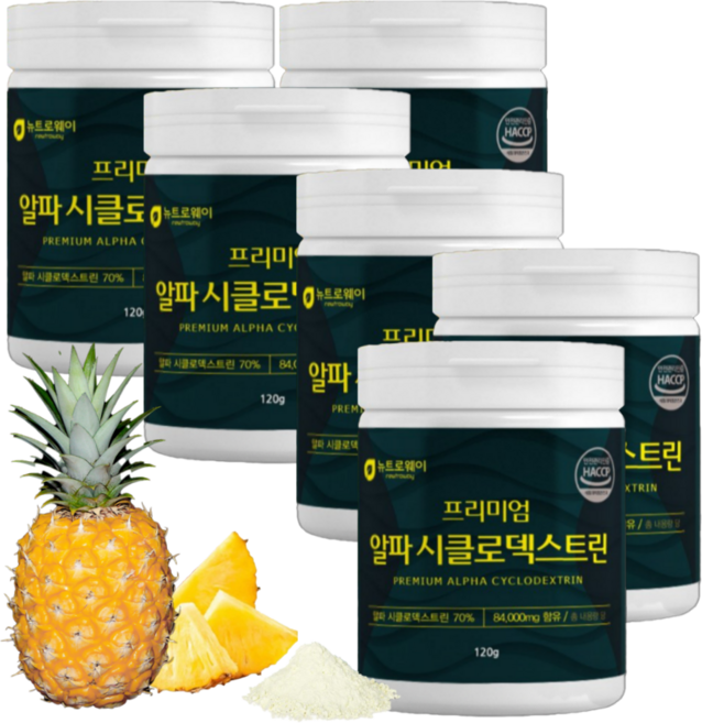 프리미엄 알파CD 분말 알파 시클로덱스테린 파우더 싸이클로 덱스트린 알파씨디 파인애플맛, 6개, 60회분