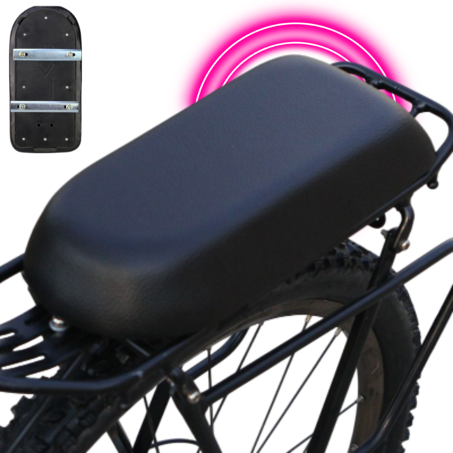 글로리존 자전거 뒷자리 모서리라운딩 보조 안장 쿠션, 1개, 블랙(나사고정형)