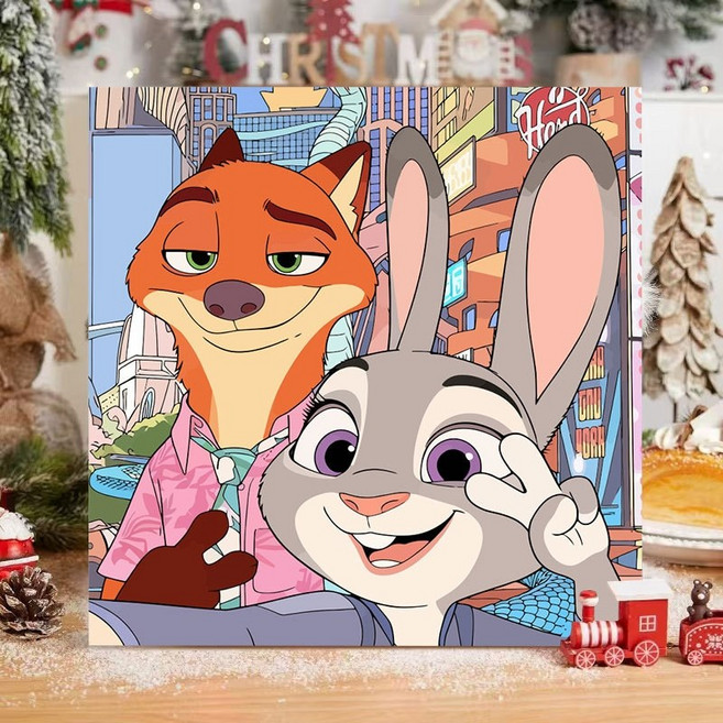 모던시스터즈 인기 명화 그리기 주토피아 DIY 유화 색칠 그림, 가로30세로30 브이, 1개