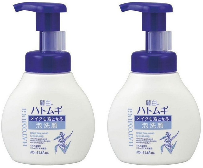 쿠마노 레이하쿠 하또무기 메이크업도 지울 수 있는 펌프형 세안제, 2개, 200ml