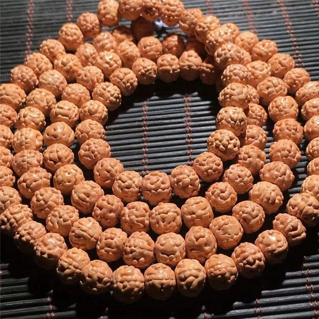 보리수 108염주 목걸이 열매 네팔 단주 바이루트, 11 mm, 1개, 6 황금 두꺼비 등 108