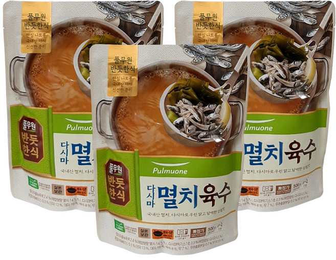 반듯한식 풀무원 다시마 멸치육수, 3개, 500g