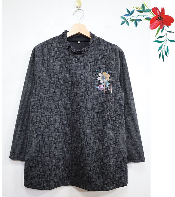 형제상회 따뜻한 할머니옷 할머니티 겨울 긴팔 하이넥 엄마옷 0017W10