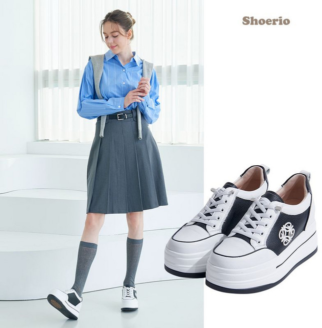 슈리오 소가죽 키높이 어반 스니커즈