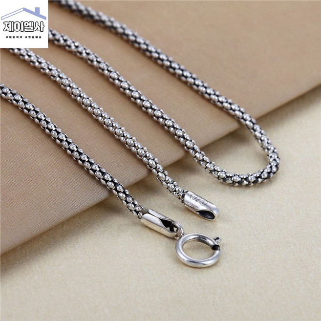 은목걸이 야생 B 스털링 패션 체인 목걸이 새로운 트렌드 옥수수 남자 S925 여성 실버 주얼리 빈티지 2021 이탈리아