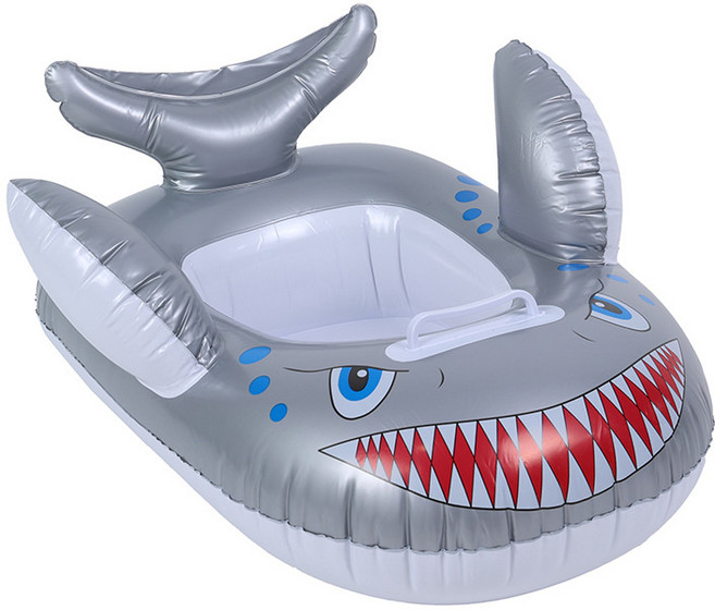 現貨新款彩虹獨角獸游泳圈兒童水上充氣腋下游泳圈亮片彩虹馬坐圈, 1個, 銀色鯊魚坐圈:適合1-5歲寶寶(55斤以內)