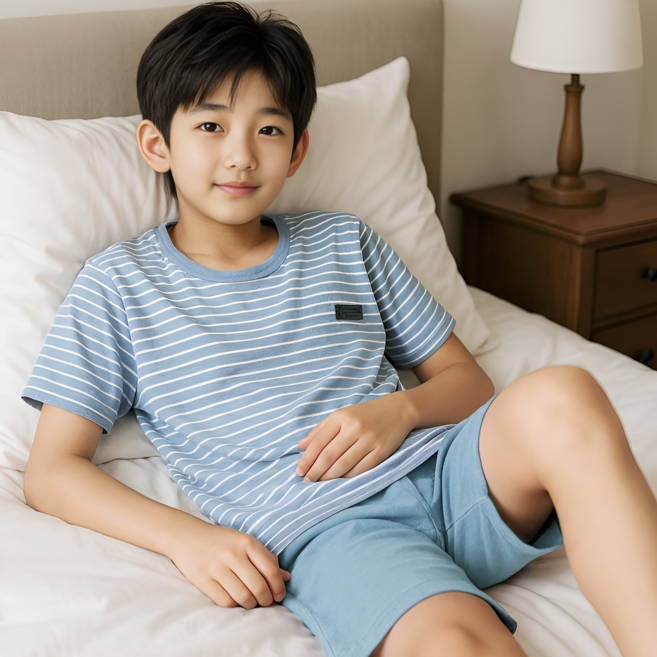 네오빔 남아 주니어 편한 여름 홈웨어 반팔 잠옷 세트