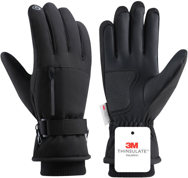 摩托車手套 觸控手套 防水防風保暖騎士手套, 黑