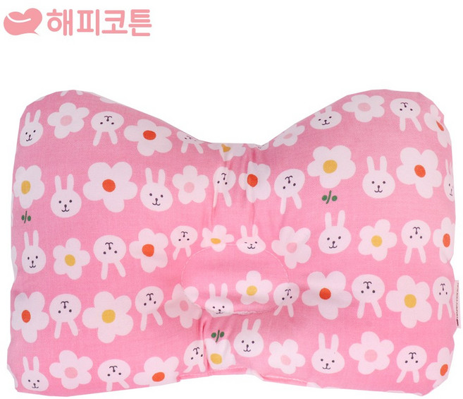 해피코튼 수유베개 수유쿠션 수유팔베개, 수유베개(면)-플라워레빗 핑크
