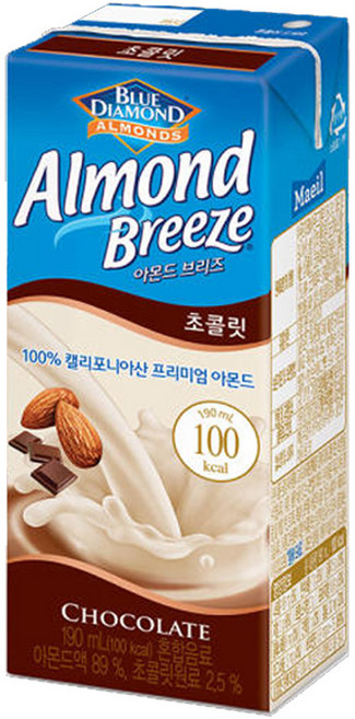 블루다이아몬드 아몬드브리즈 초콜렛 두유, 190ml, 12개