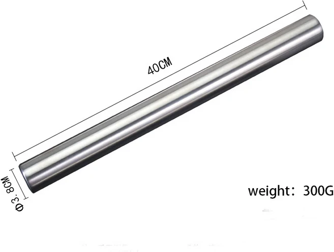 40cm304스테인레스 스틸프랑스 롤링 핀 금속 베이커 쿠키 및 페이스트리 반죽 및 반죽 오븐용 접시 롤러 식, 01 304 stainless steel, 01 304 stainless steel