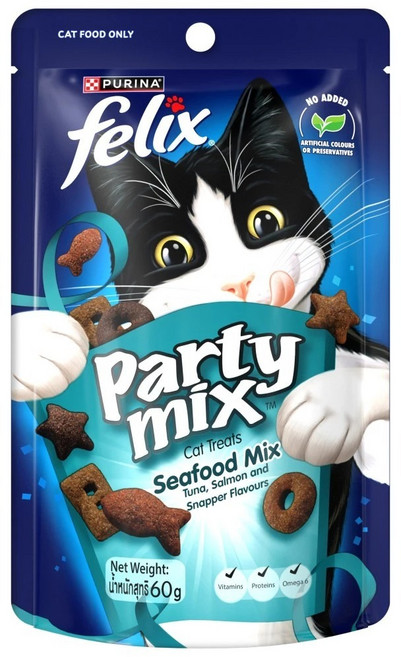 Felix Party Mix 喜躍 香酥餅 貓零食 貓餅乾 貓咪潔牙餅乾 貓點心, 60g, 海鮮拼盤, 1個