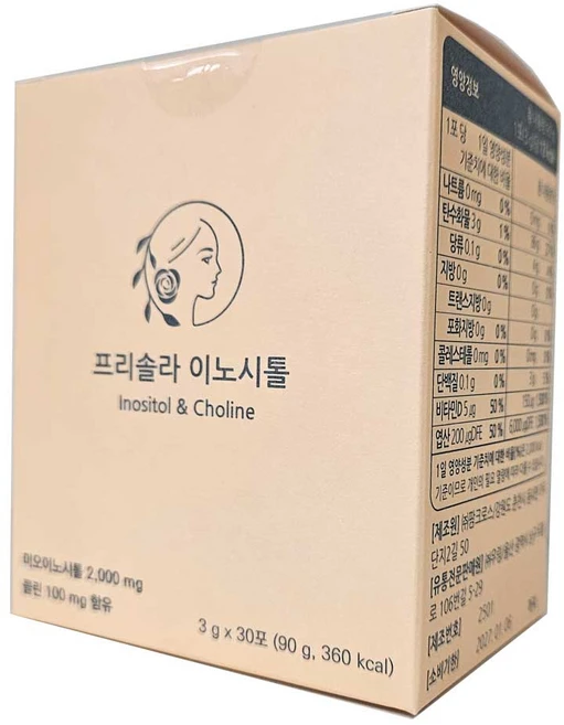 프리솔라 이노시톨 콜린 30포 미오이노시톨 비타민D 엽산 이눌린 임신준비, 1개, 30정 - 쿠팡