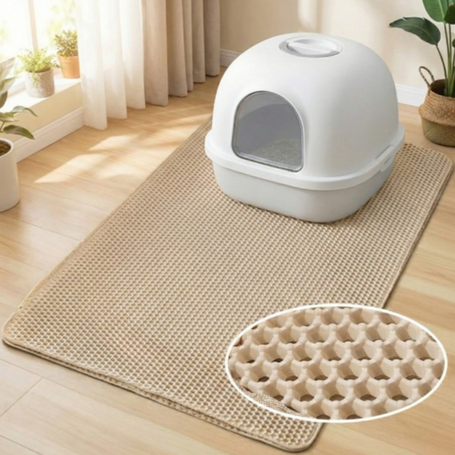 포인터러브 사막화방지 벌집 구조 고양이 화장실 모래 매트 특대형 (70*120), 1개, 베이지
