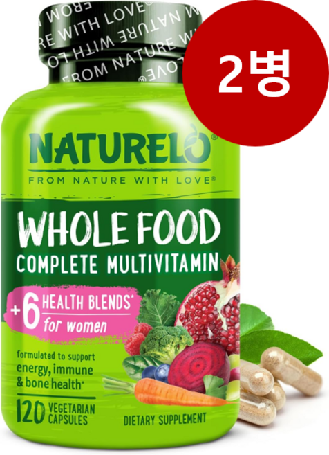내추렐로 홀푸드 여성용 멀티 종합비타민 120캡슐 2개 바이타민 Multivitamin, 120정