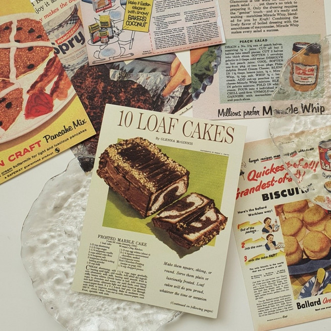 레트로 디저트 페이퍼 인테리어 벽장식 레시피 빈티지 엽서 14종, A 디저트(14종)