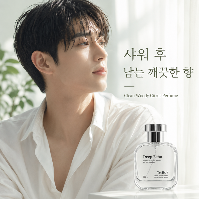 남자 향수 시트러스 우디향 비누향 향수 샤워 후 은은하게 남는 데일리 남성 향수, 1개, 50ml
