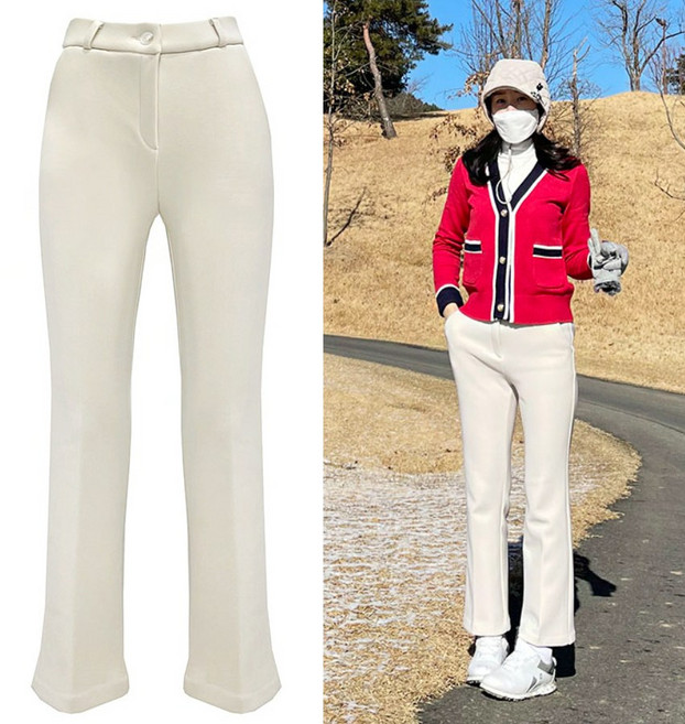 여자골프바지 겨울골프팬츠 올스판 압축기모 부츠컷팬츠 여성골프 밍크기모바지 여자 골프 스판 방풍 한겨울 원단 보온