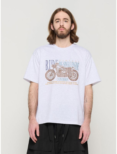 카고브로스 BIKE RIDER PRINTING OVER SHORT SLEEVE T-SHIRT GRAY