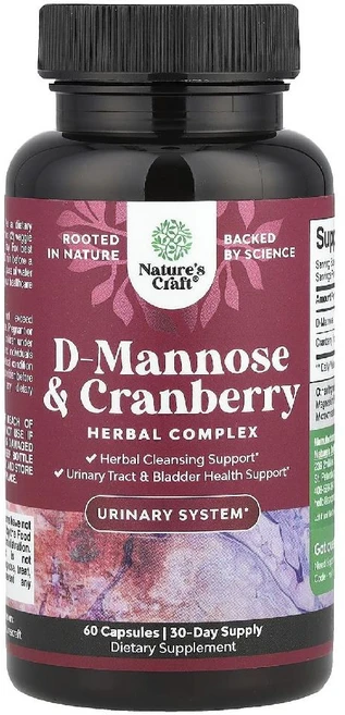네이처스 크래프트 D 만노스 크랜베리 60캡슐 Nature's Craft Mannose Cranberry 60 Capsules, 네이처스 크래프트 D 만노스 크랜베리 60캡슐 Natu - 쿠팡