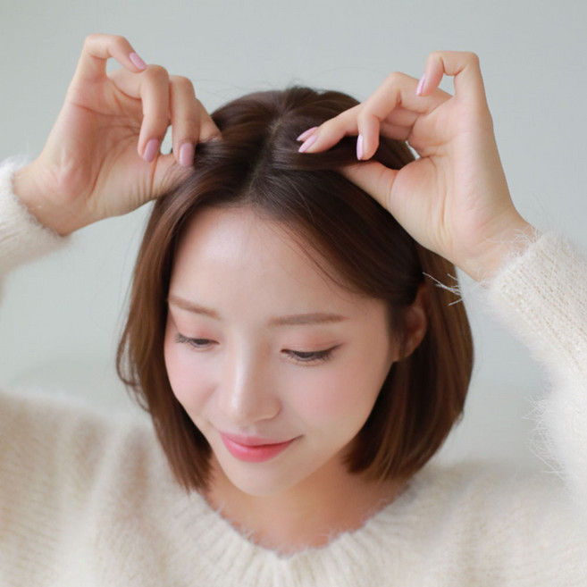 여우가발 남녀공용 인모 불파트 소형가발 망 5cm x 10cm 정수리 15cm W8008, 자연갈색, 1개